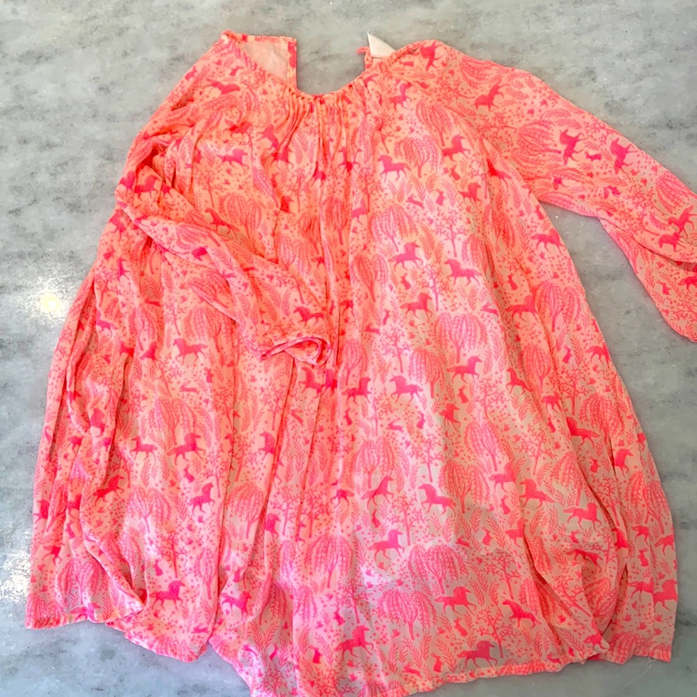 Gap Girls Sarah Jessica Parker unicorn print silky swing dress size 5